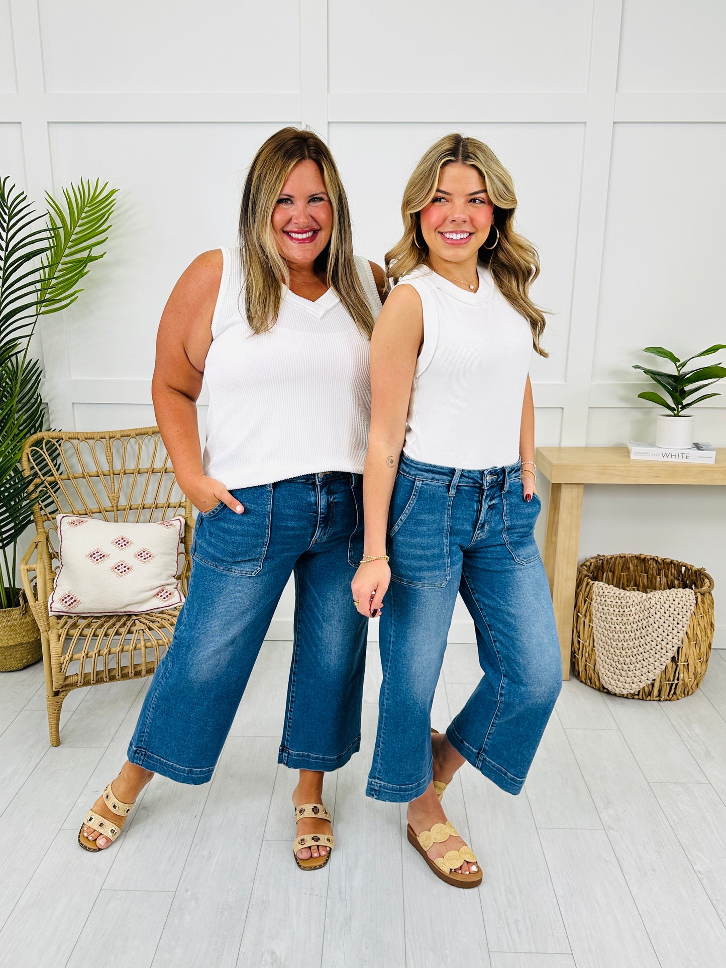 Lovervet Right on Cue Wide Leg Utility Jeans