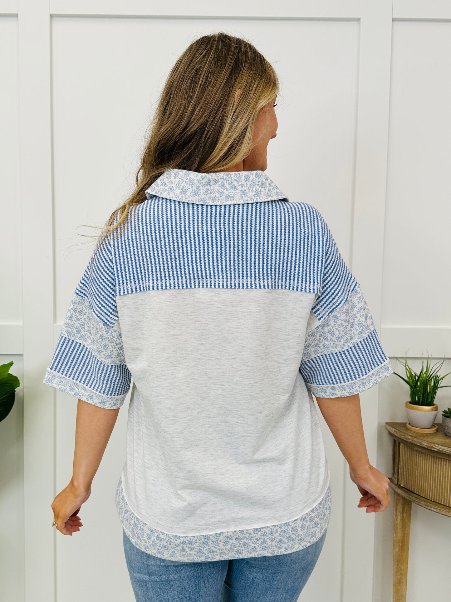 Patchwork Harbor Top In H. Grey
