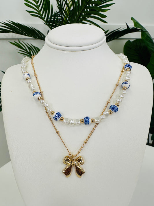 Pearls & Porcelain Layer Necklace
