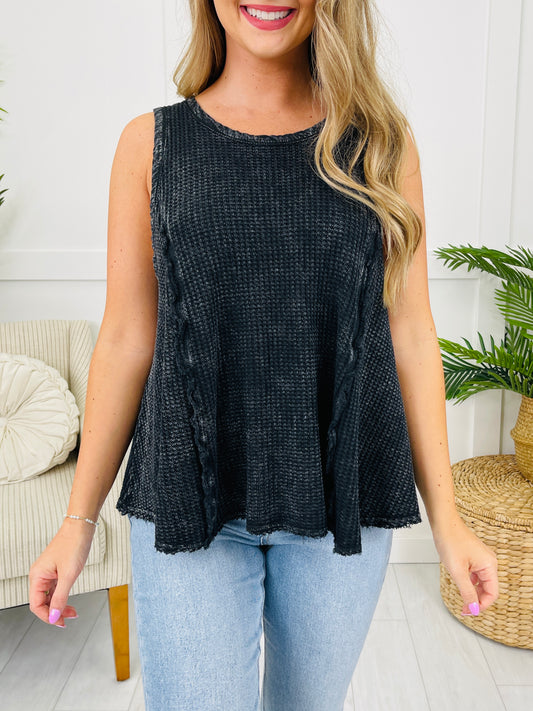 Textured Ease Tank Top in Black