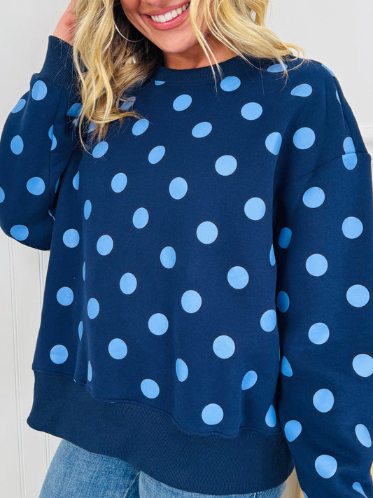 Dot Your Day Pullover in Navy