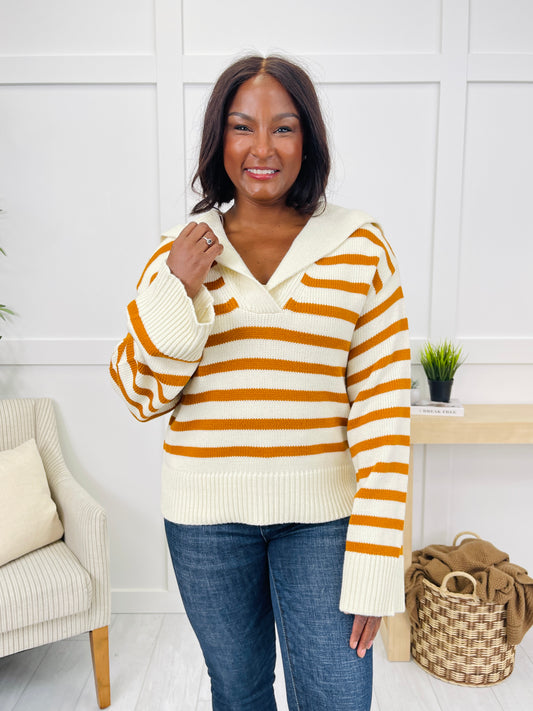 In Line With Fall Sweater in Cream/Caramel
