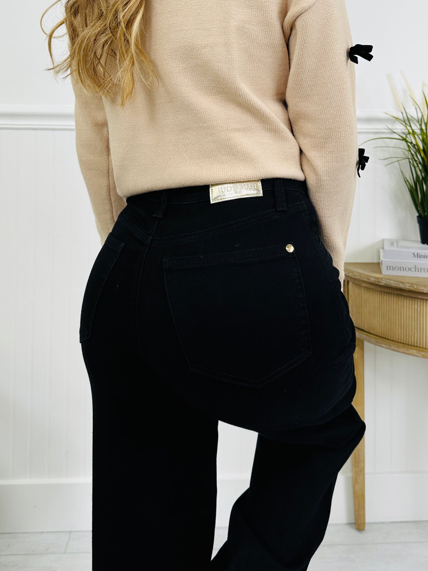 Judy Blue Walk on the Wide Side Retro Wide Leg Black Denim