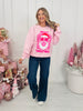 Merry Christmas Checkered Bubblegum Graphic Crewneck Sweatshirt