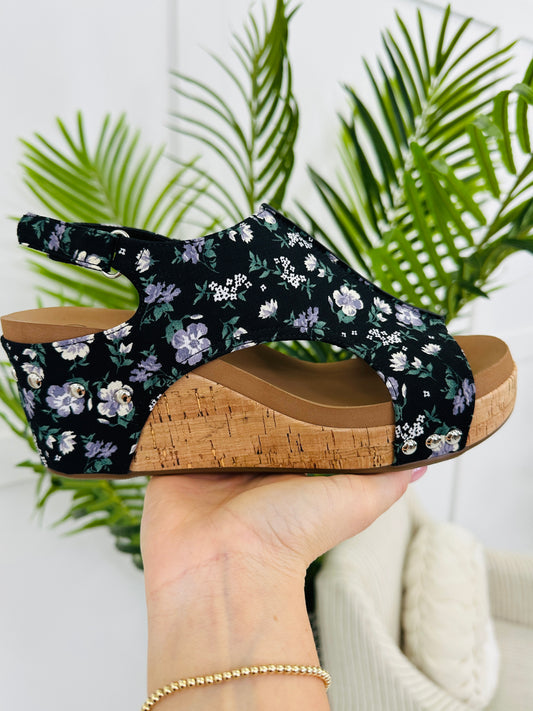 Sunshine Strut Wedges in Black Floral