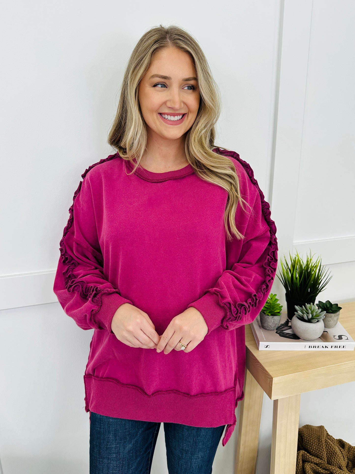 Ruffled Radiance Pullover