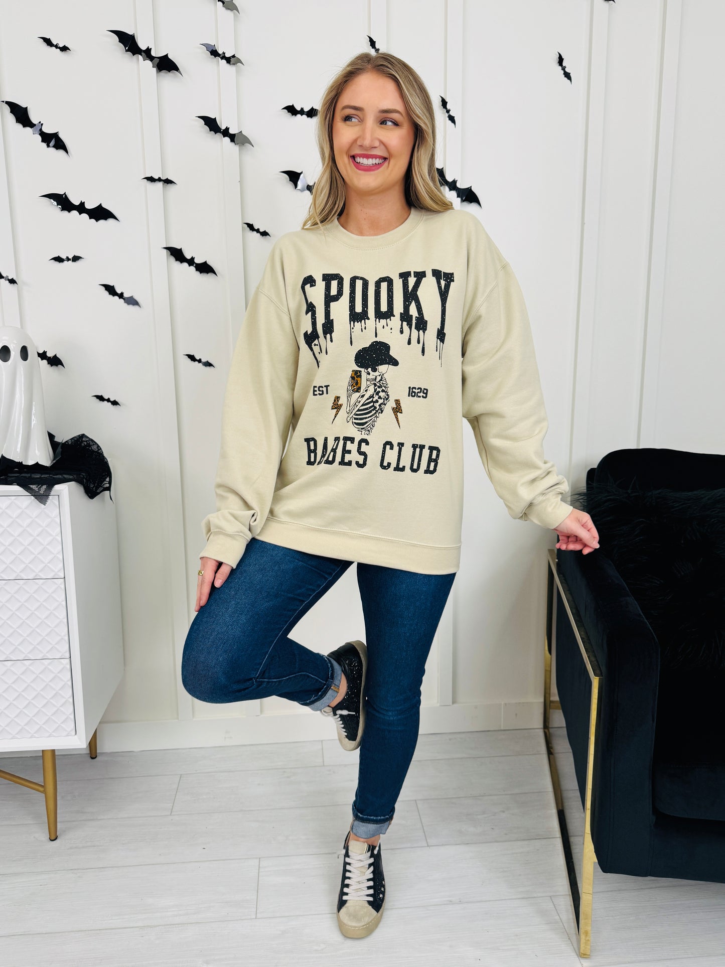 Spooky Babes Club Graphic Crewneck Sweatshirt