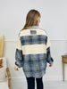 Plaid Replies Only Pullover in Cream Blue