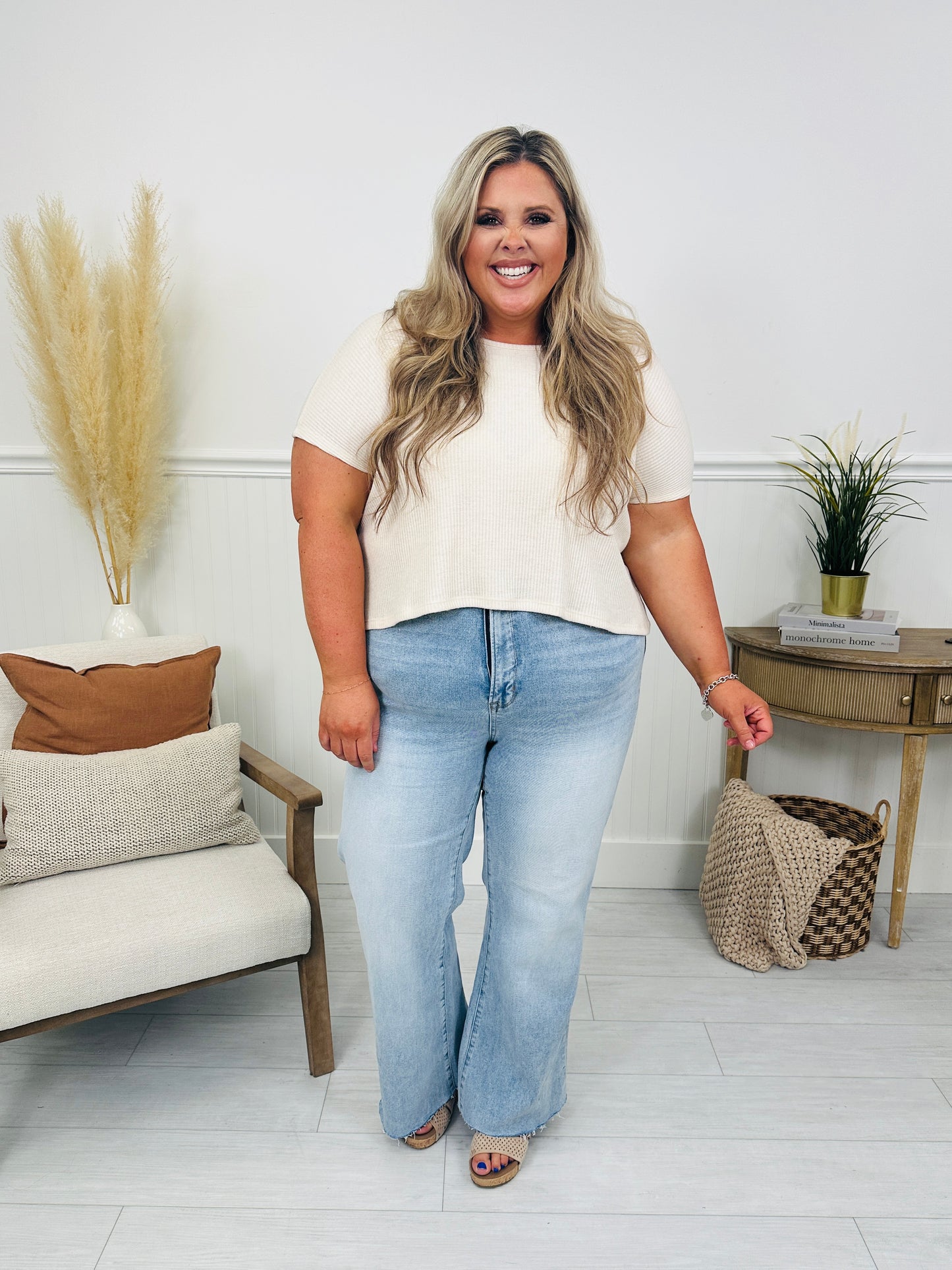 Made You Look Tummy Control Flare Vintage Wash Jeans