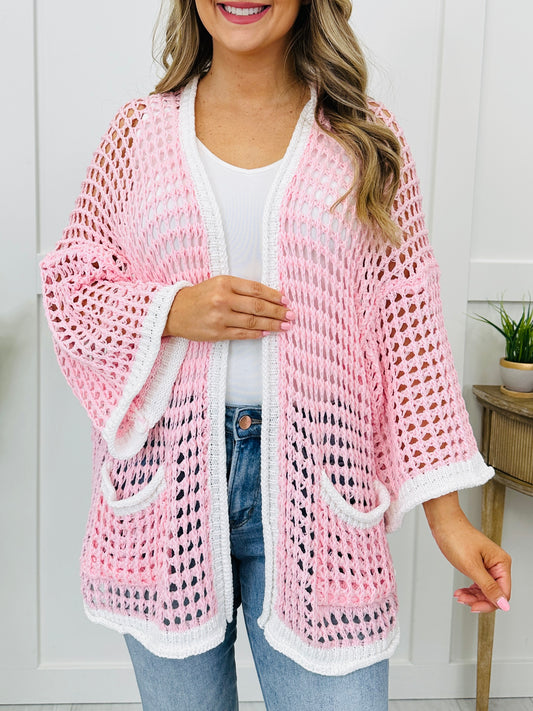 Feathered Feels Cardigan In Soft Pink