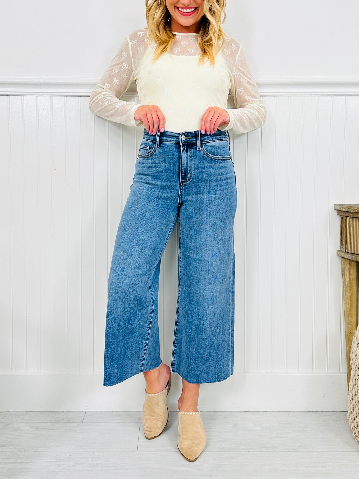 Judy Blue Anything Goes Wide Leg Cropped Jeans