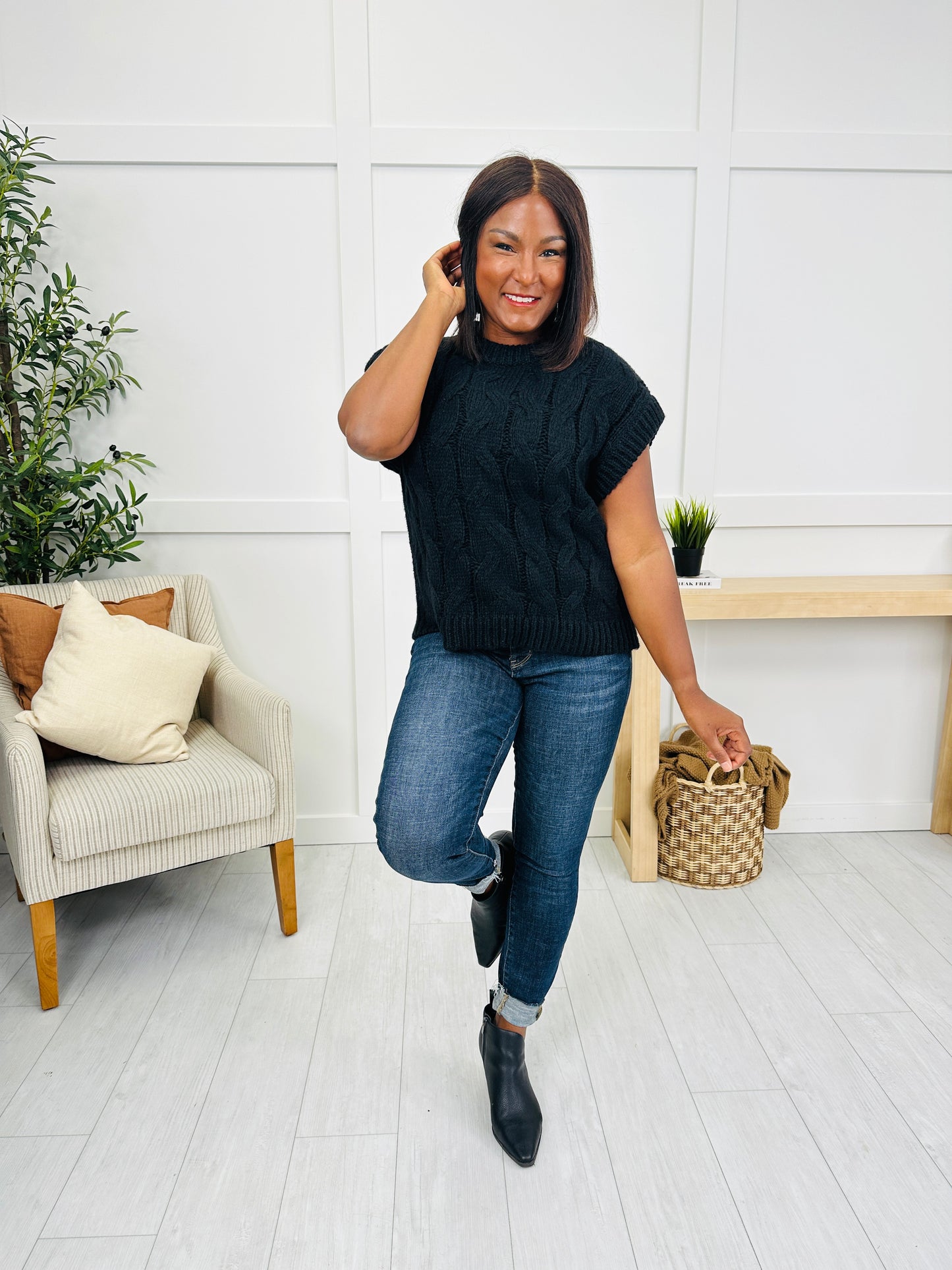 Woven Without Warning Sweater in Black