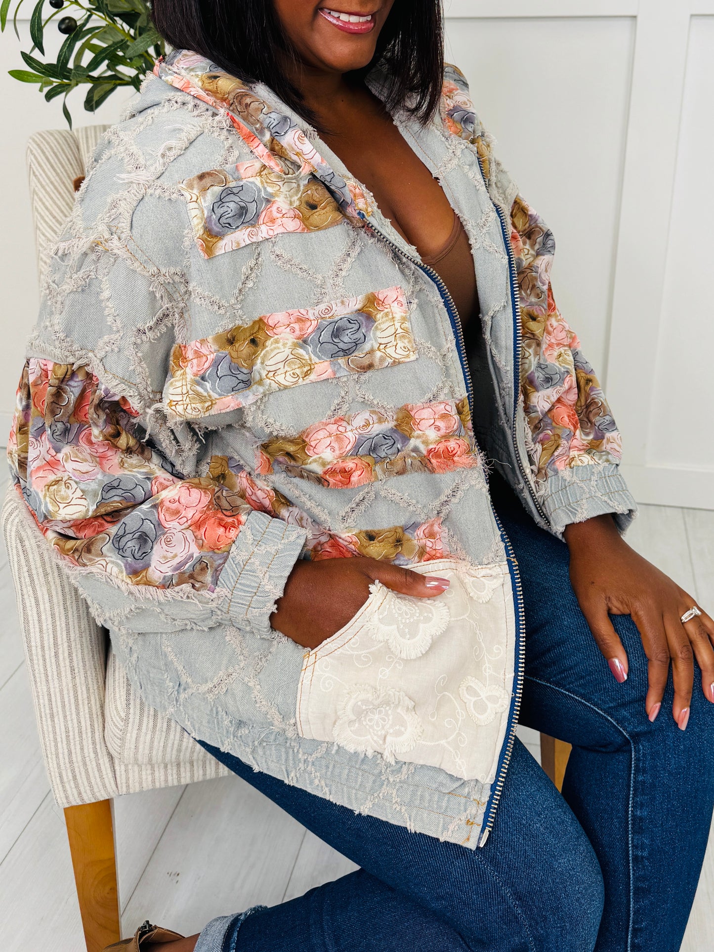 Sweet Petal Pullover in Denim Floral Multi