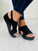 Studded Steps Wedges In Black Suede Croco