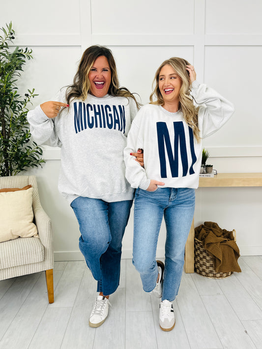 Michigan Reversible MI Graphic Crewneck Sweatshirt