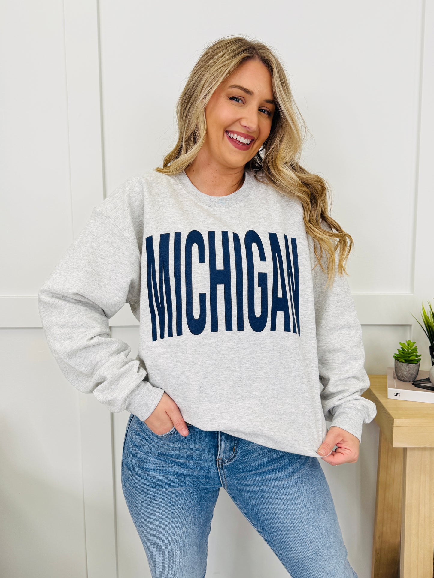 Michigan Reversible MI Graphic Crewneck Sweatshirt