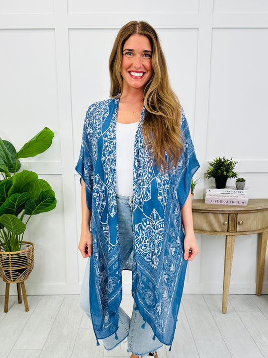 Coastal Calm Kimono In Navy