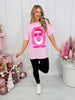 Merry Christmas Checkered Bubblegum Graphic Tee