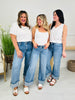 Off The Cuff Wide Leg Cuffed Tummy Control Cropped Jeans