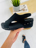 Studded Steps Wedges In Black Suede Croco
