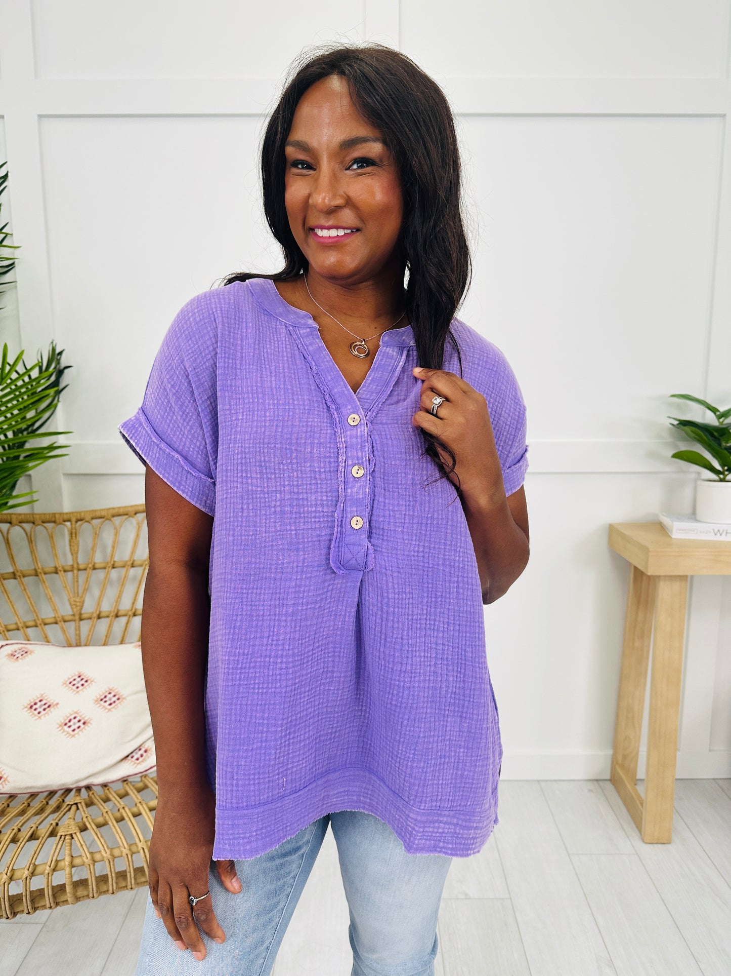 DOORBUSTER! Buttoned in Style Top- Multiple Colors!