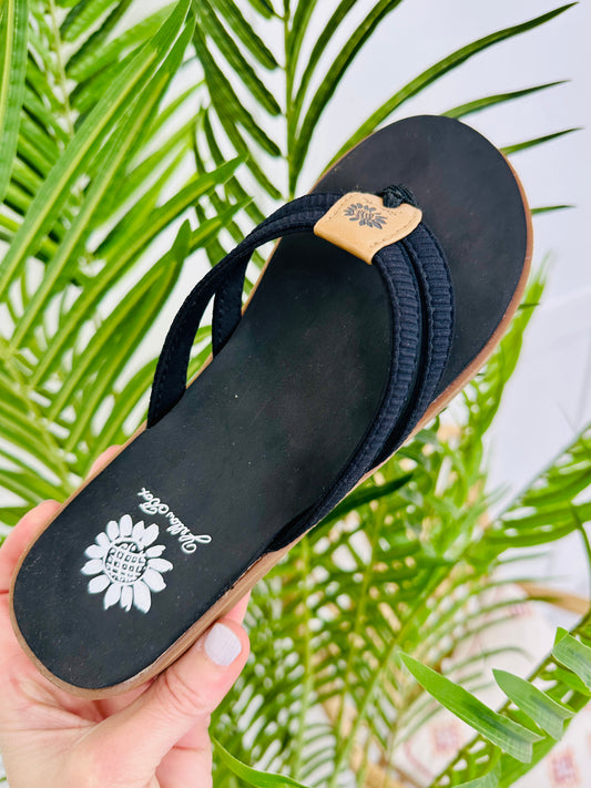 Sandy Strides Flip Flops in Black