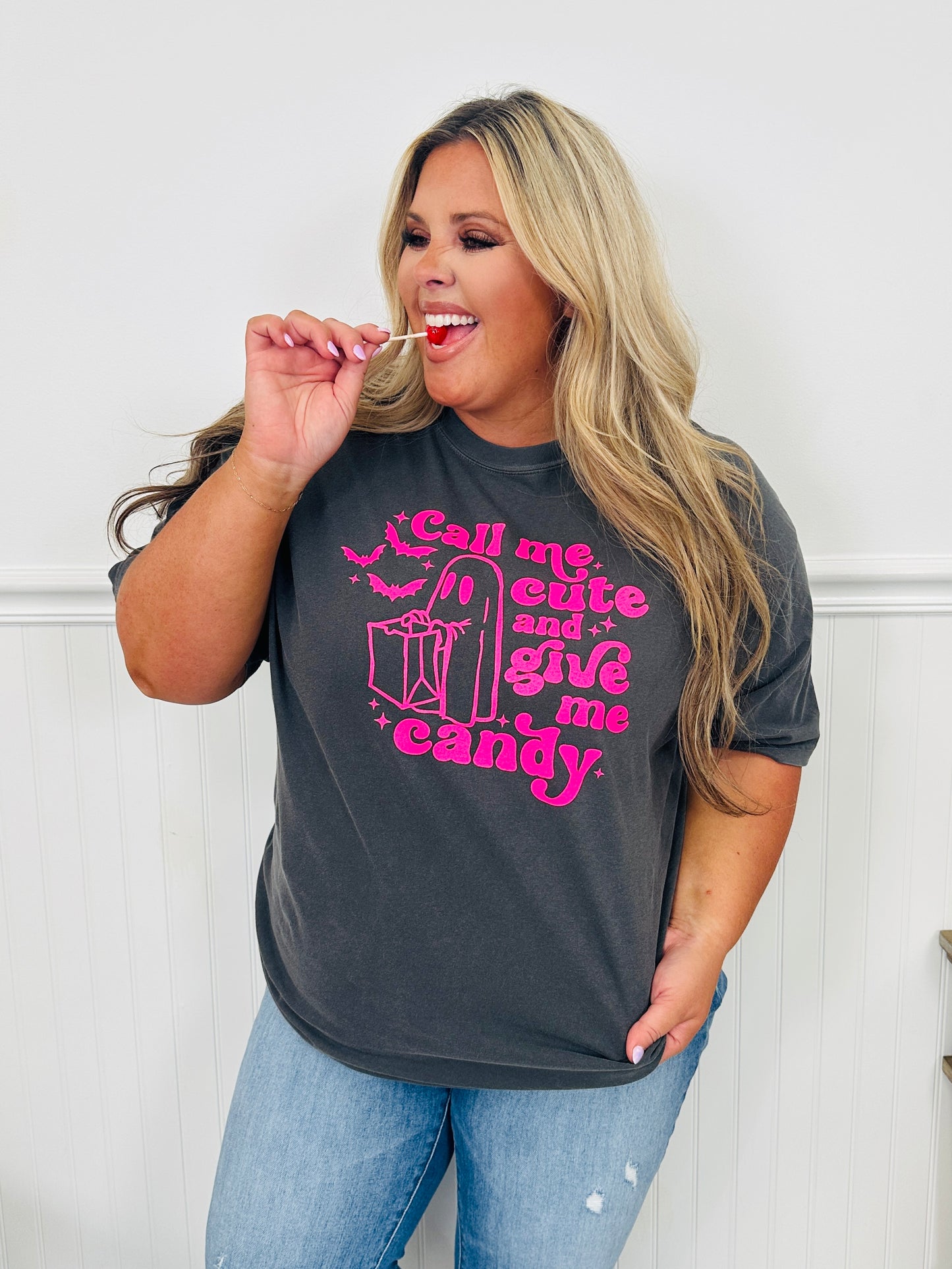 Call Me Cute and Give Me Candy Graphic Tee
