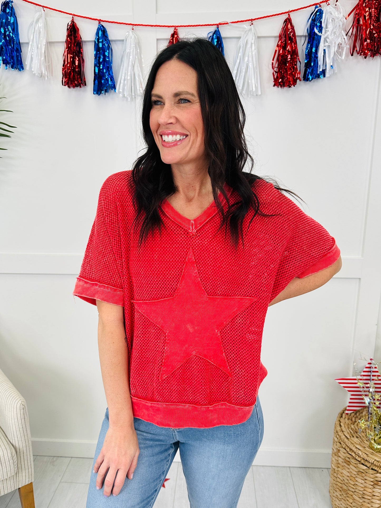 Americana All Star Top in Red