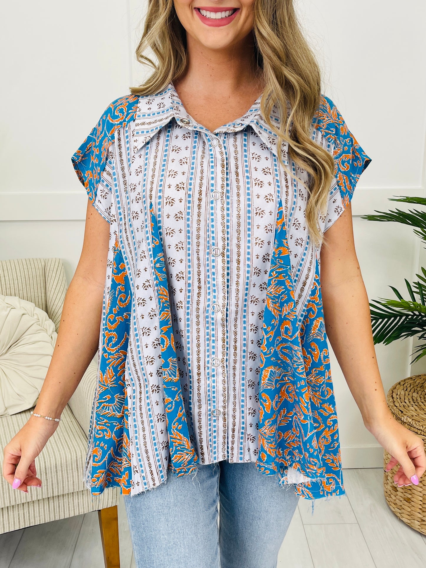 Pattern Crush Top in Blue