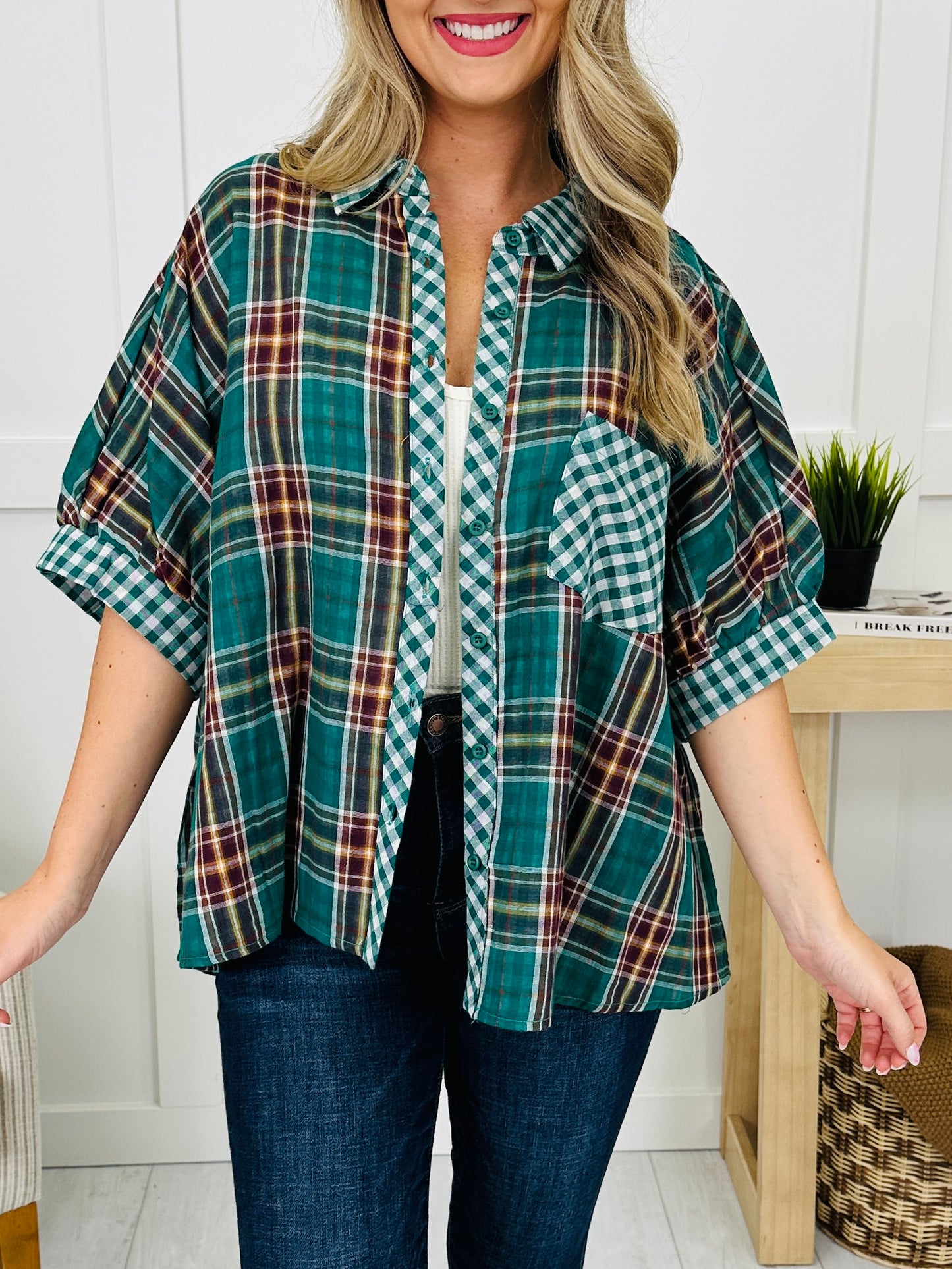 Pattern Play Top In Green