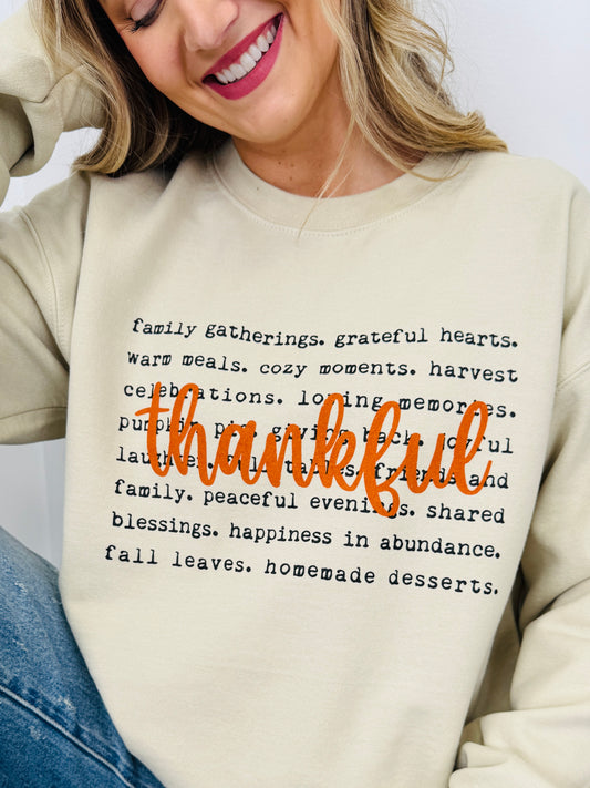 Thankful Graphic Crewneck Sweatshirt