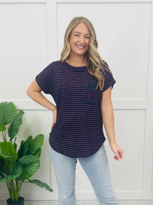 Low Key Stripe Top In Navy