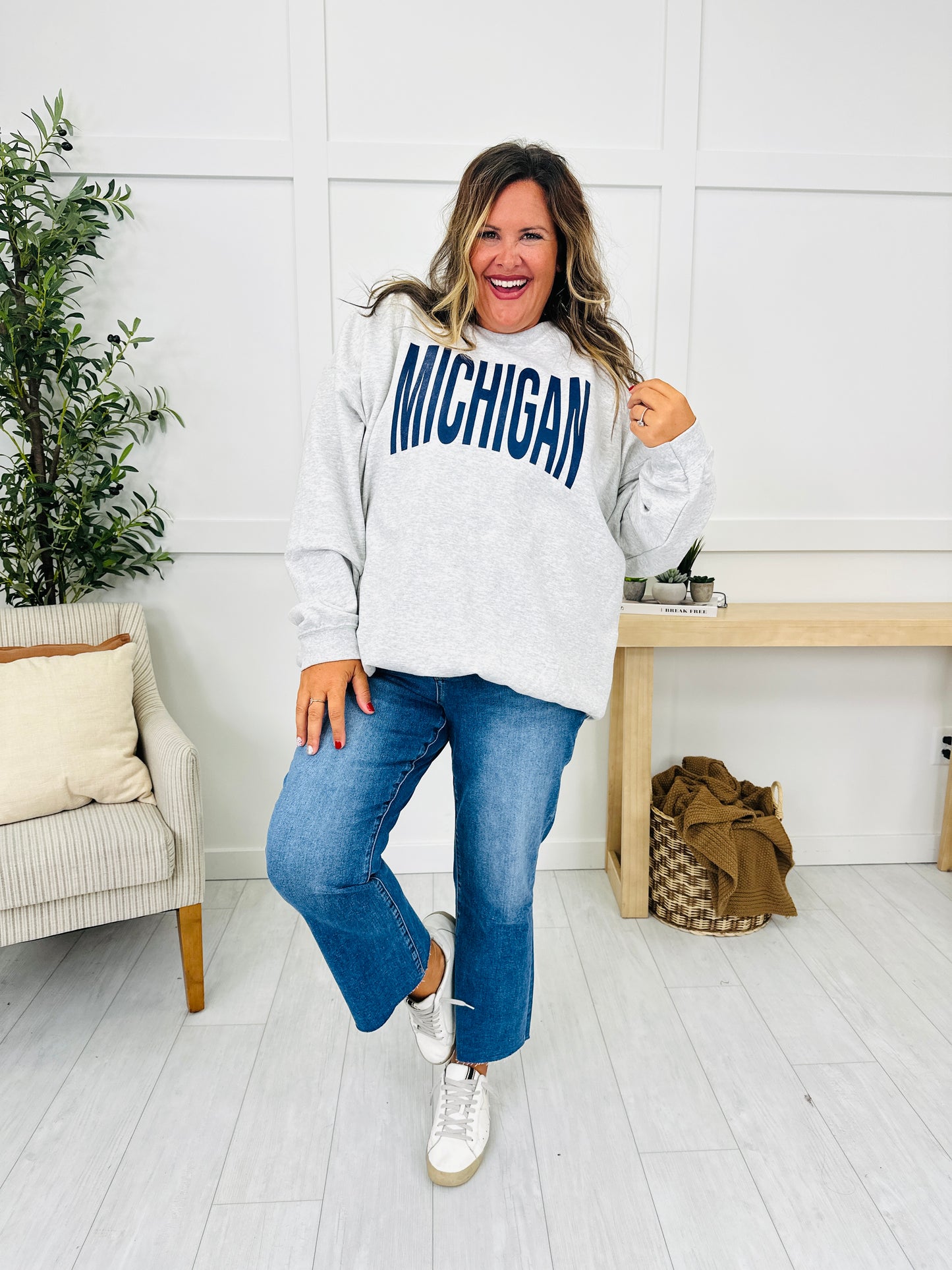 Michigan Reversible MI Graphic Crewneck Sweatshirt