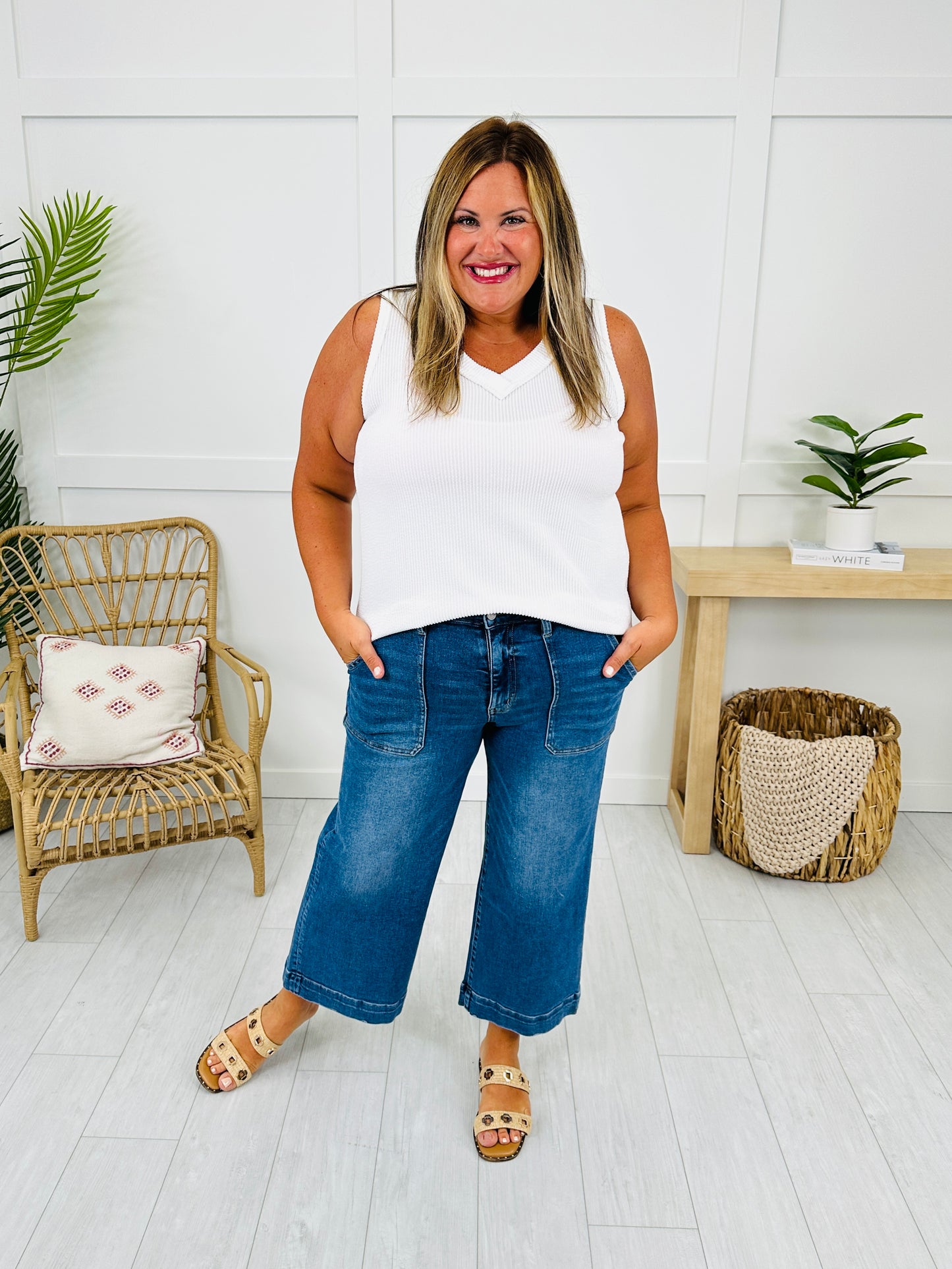 Lovervet Right on Cue Wide Leg Utility Jeans