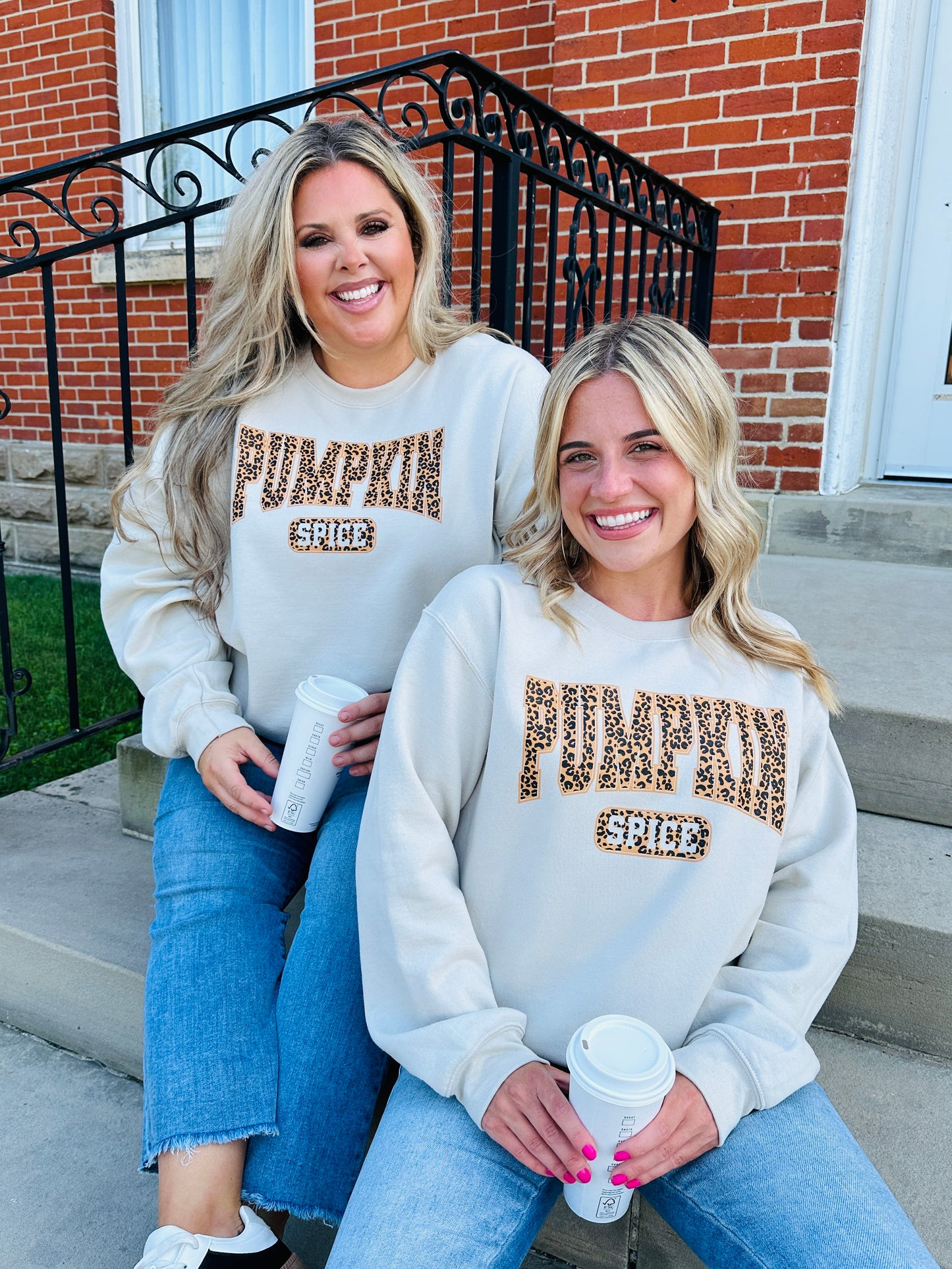 Pumpkin Spice Leopard Print Crewneck Sweatshirt
