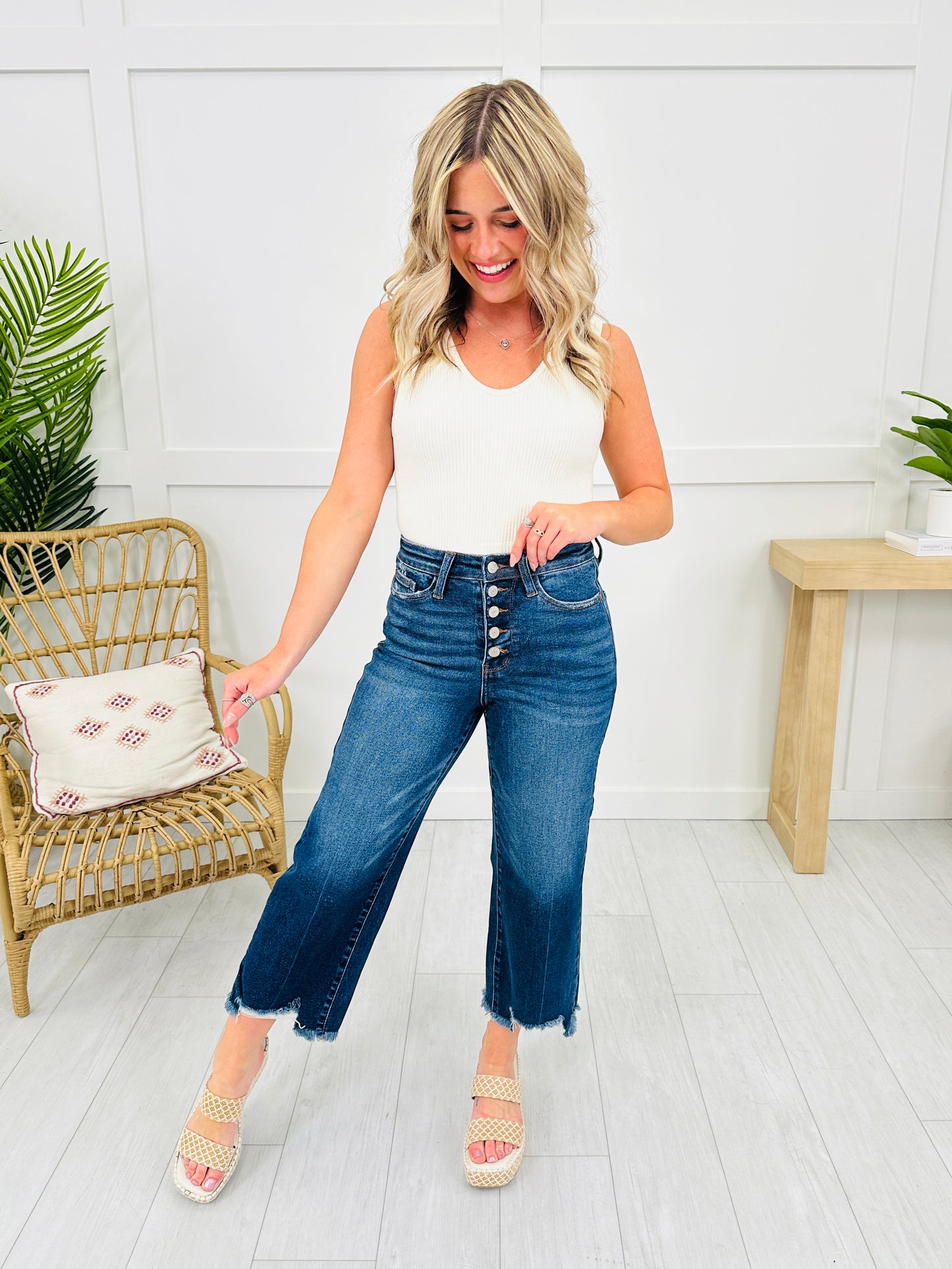 Judy Blue On The Fly Cropped Wide Leg Jeans