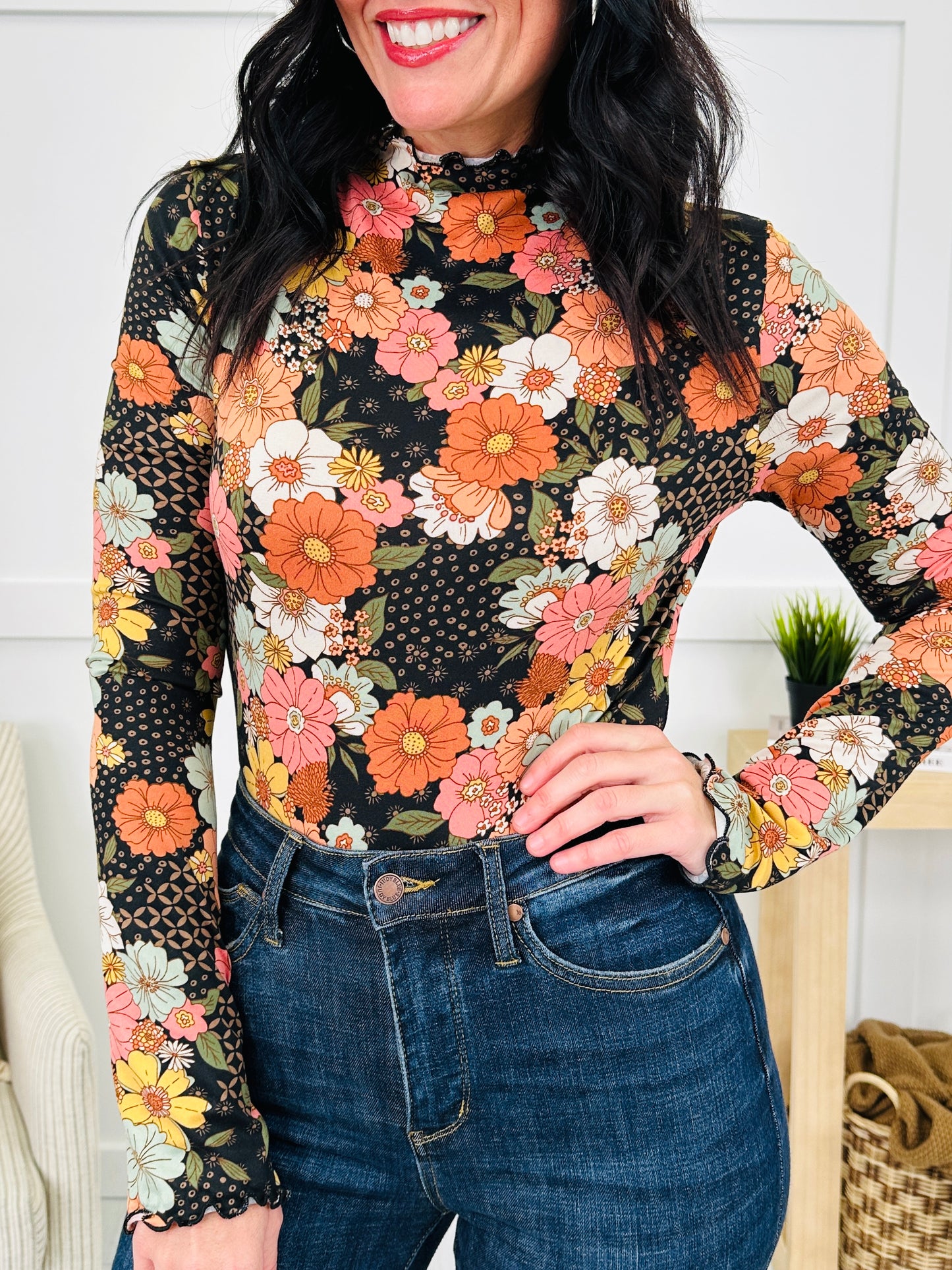 Nightfall Florals Top in Rust