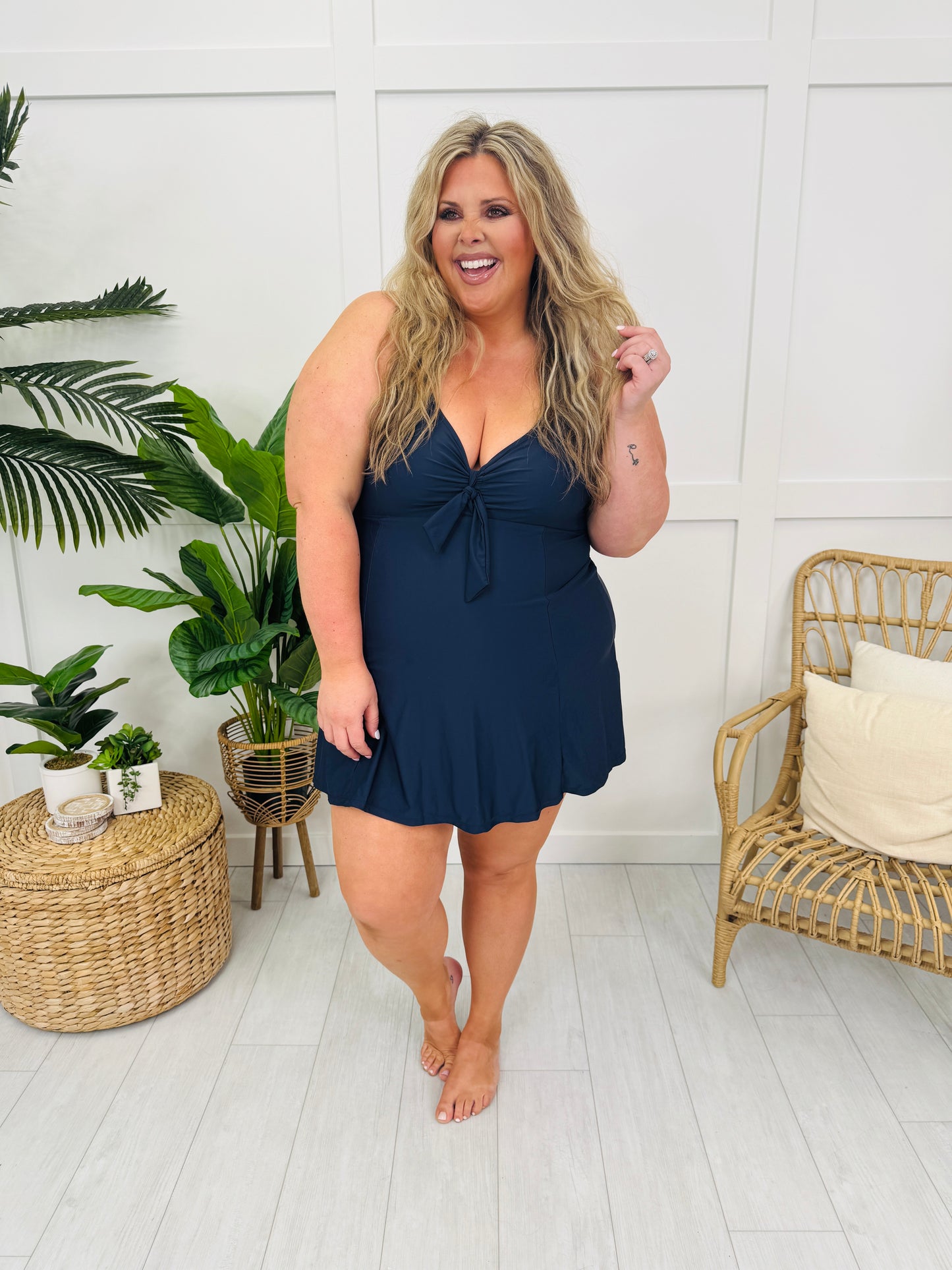 The Lindsay Swim Dress in Navy