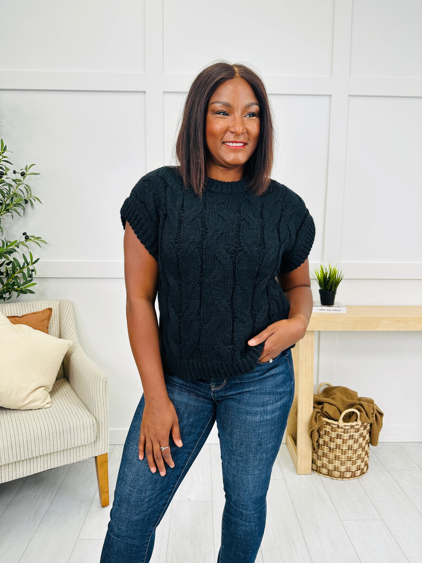 Woven Without Warning Sweater in Black