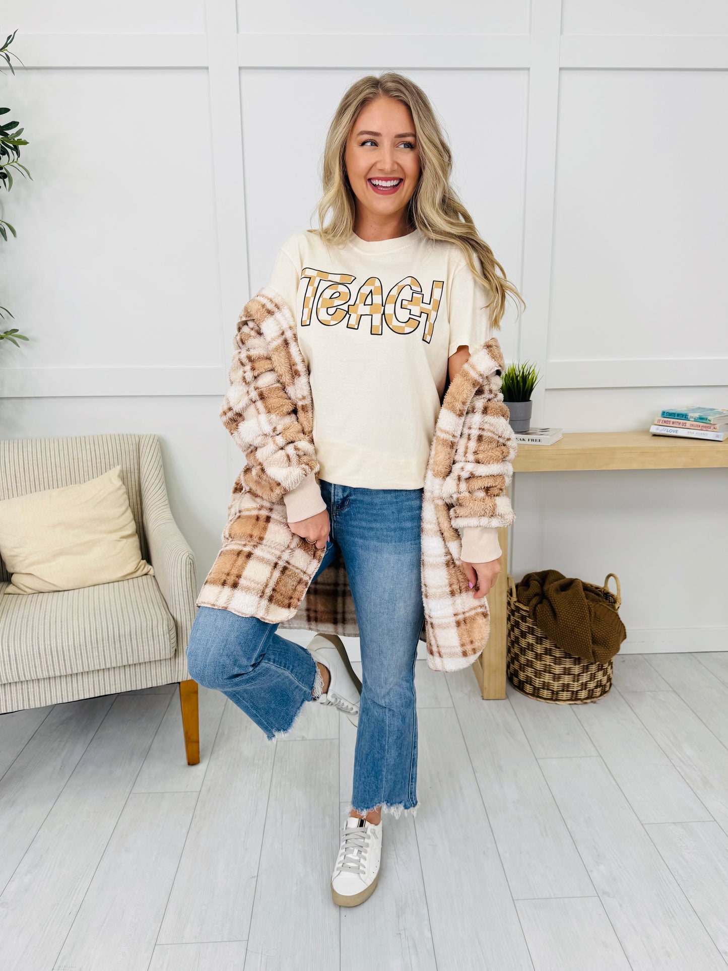 Teach Checkered Graphic Tee - Multiple Colors!