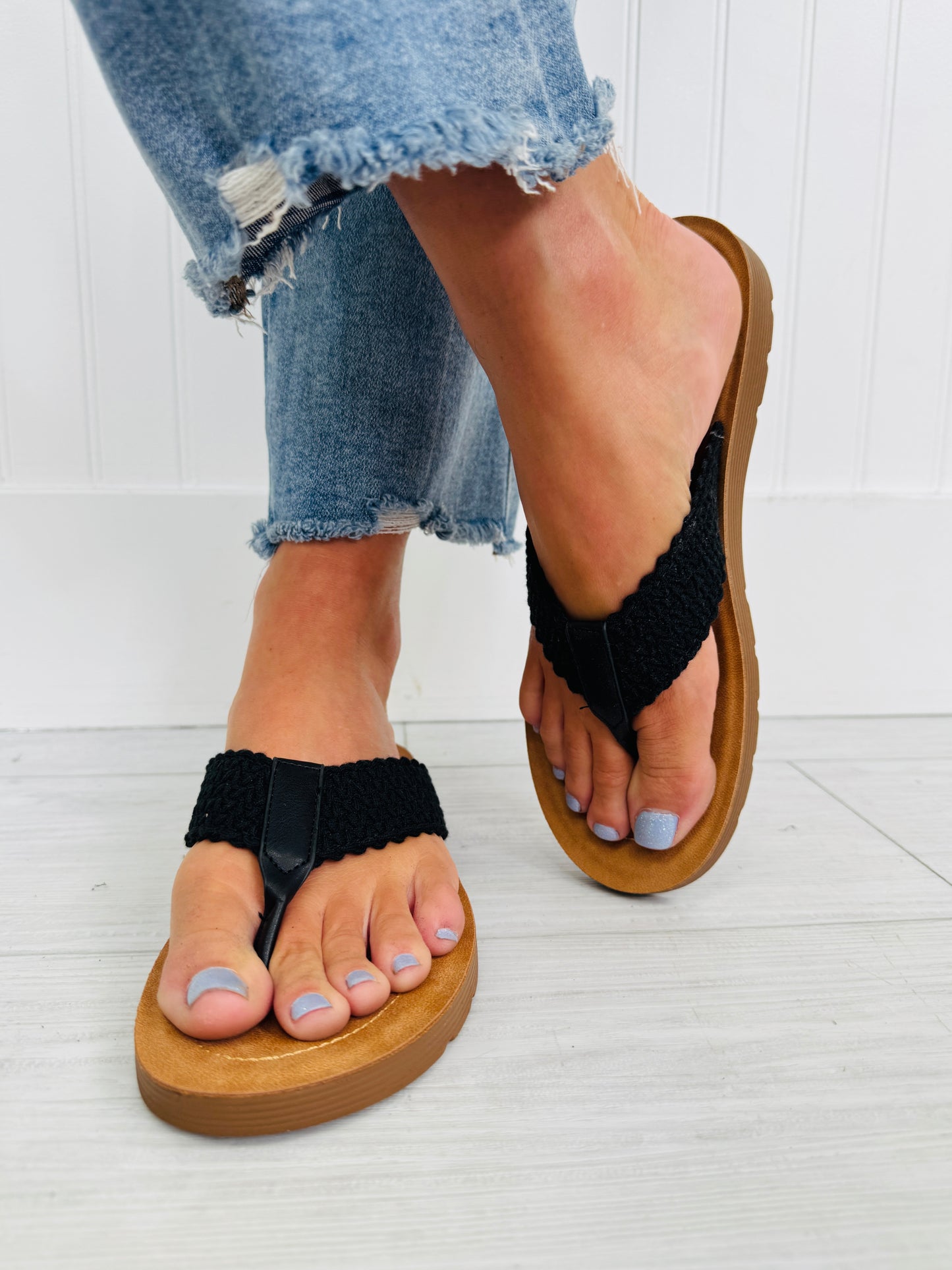 Wildflower Weave Flip Flops In Black