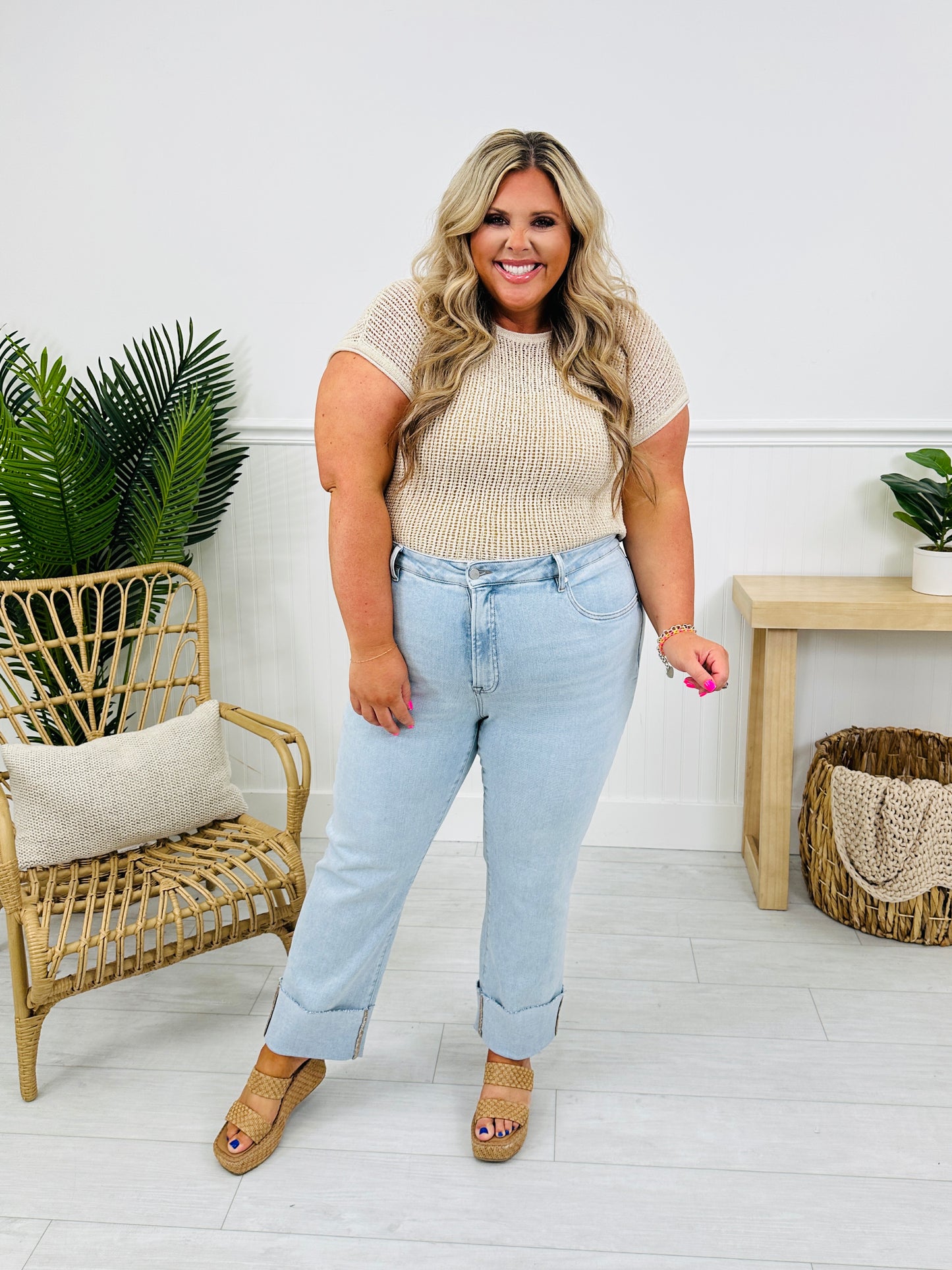 Crush On The Cuff Tummy Control Mom Jeans