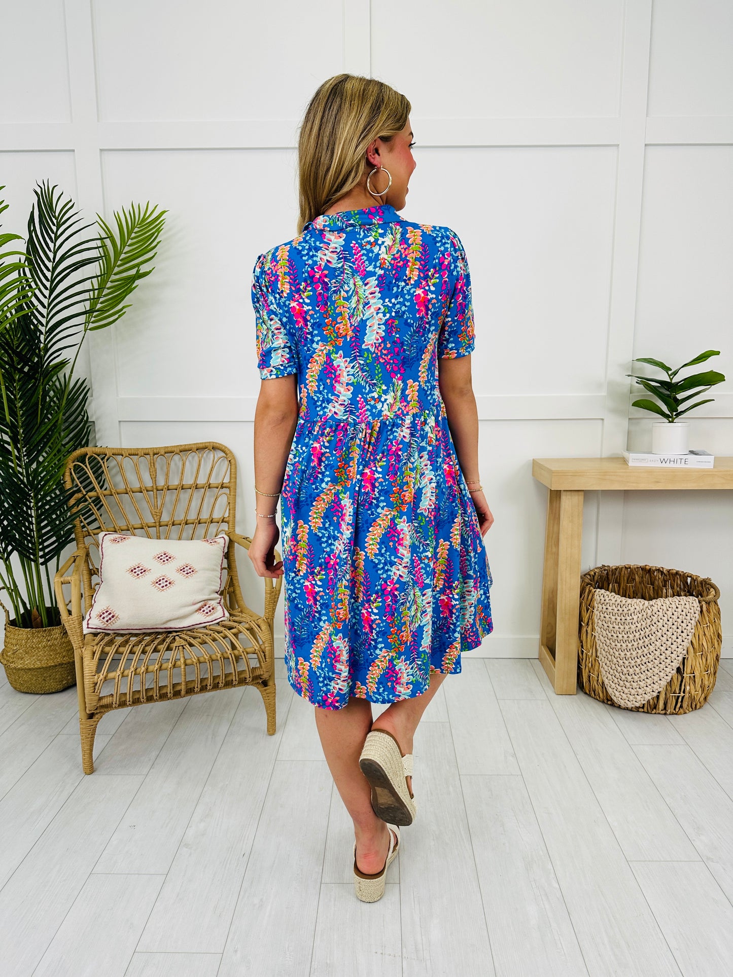 Sunlit Blossom Dress in Blue
