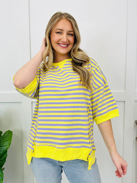 Bright Side Stripe Top In Lavender