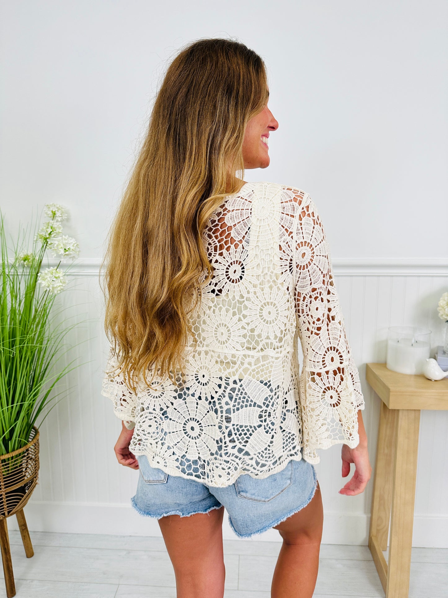 Sunflower Stitch Top In Beige