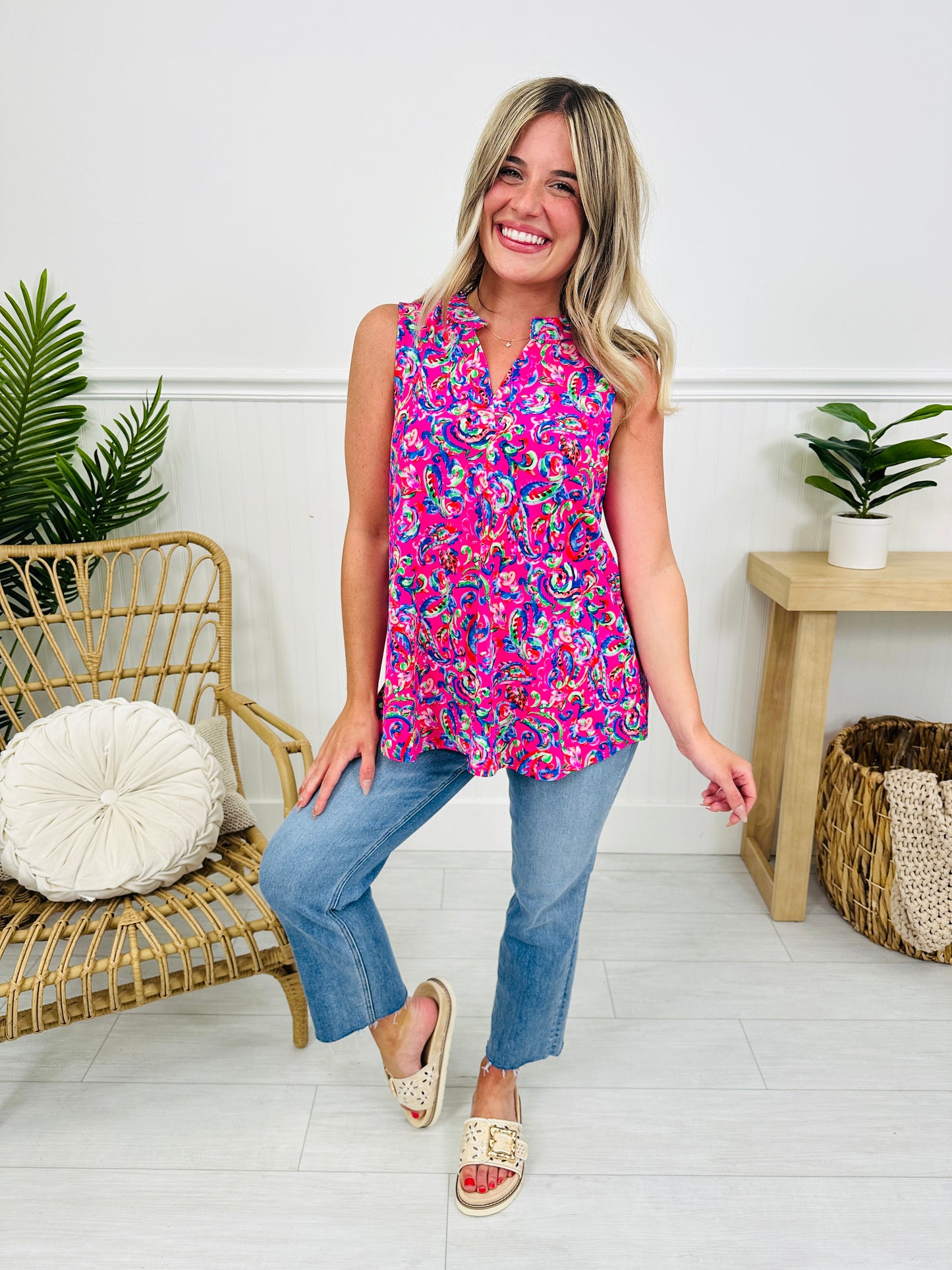 Sunny Days Tank Top in Driftwood Beach Print