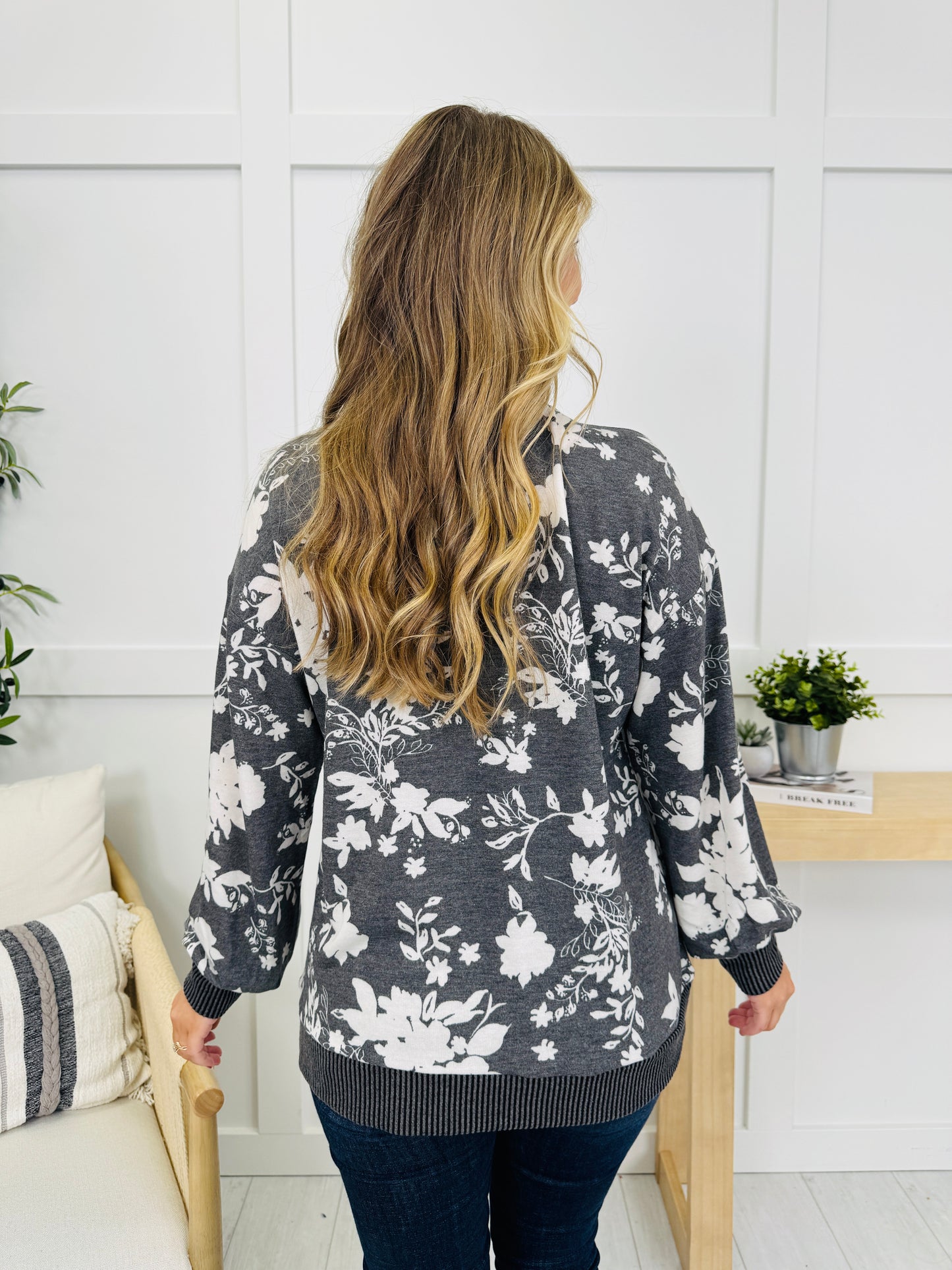 Blossoms In The Breeze Pullover in Black