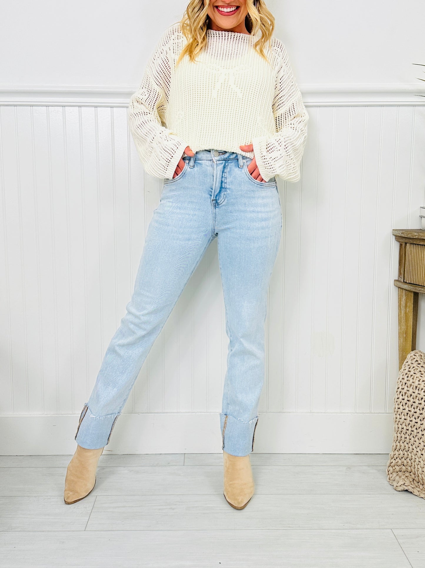 Crush On The Cuff Tummy Control Mom Jeans