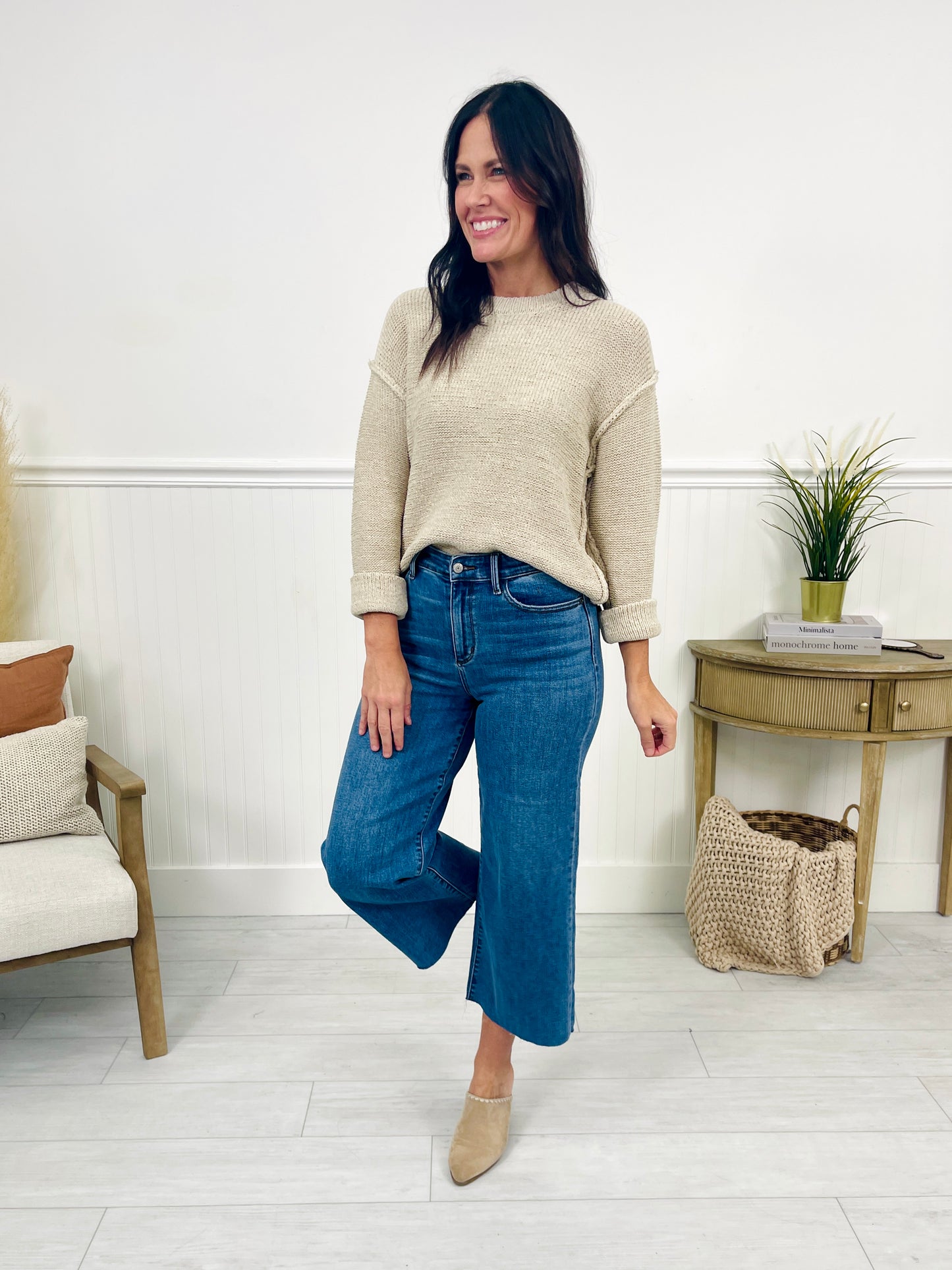 Judy Blue Anything Goes Wide Leg Cropped Jeans
