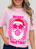 Merry Christmas Checkered Bubblegum Graphic Tee